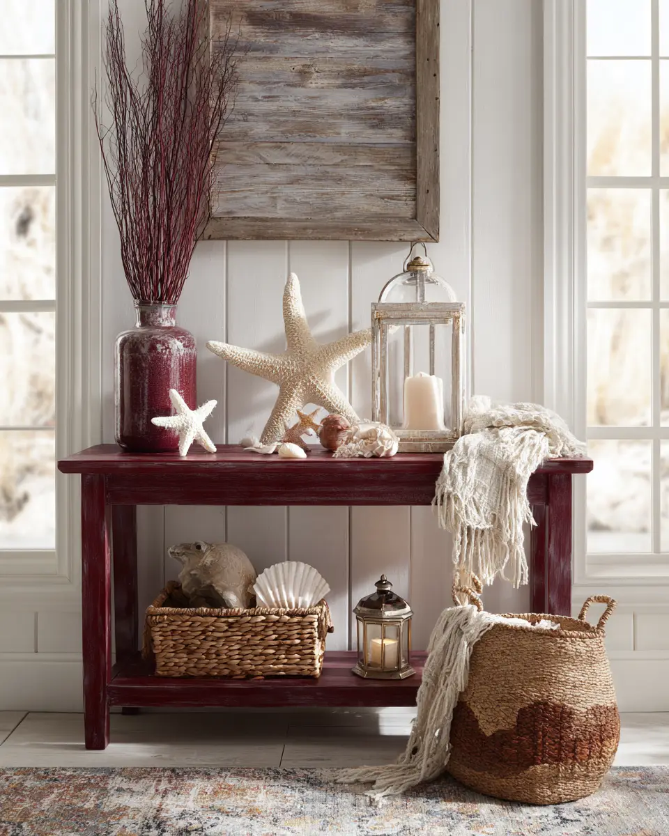 Burgundy Coastal Entryway Decor Ideas