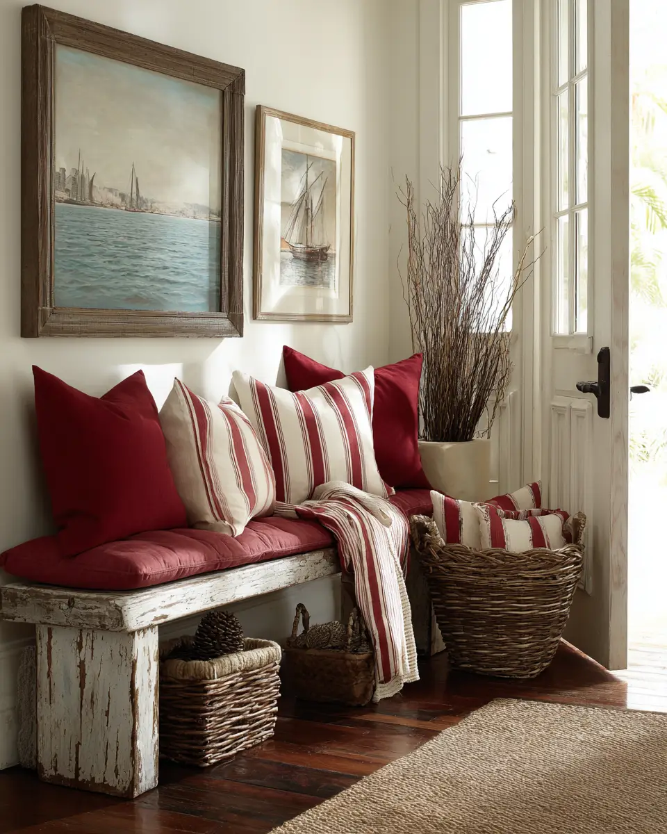 Burgundy Coastal Entryway Decor Ideas