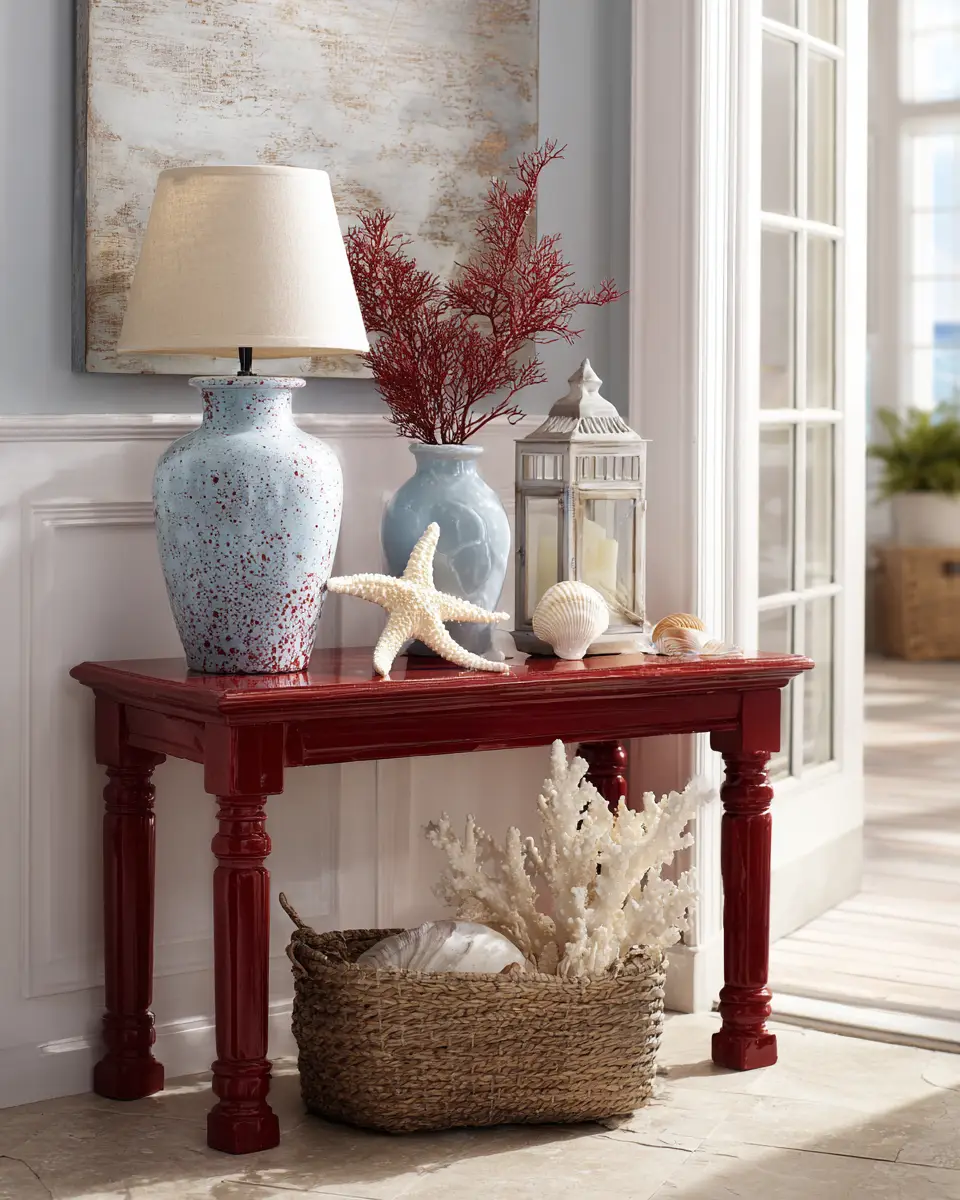 Burgundy Coastal Entryway Decor Ideas