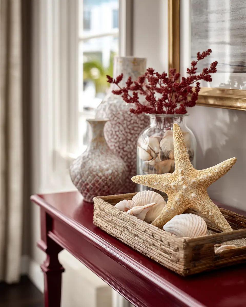 Burgundy Coastal Entryway Decor Ideas