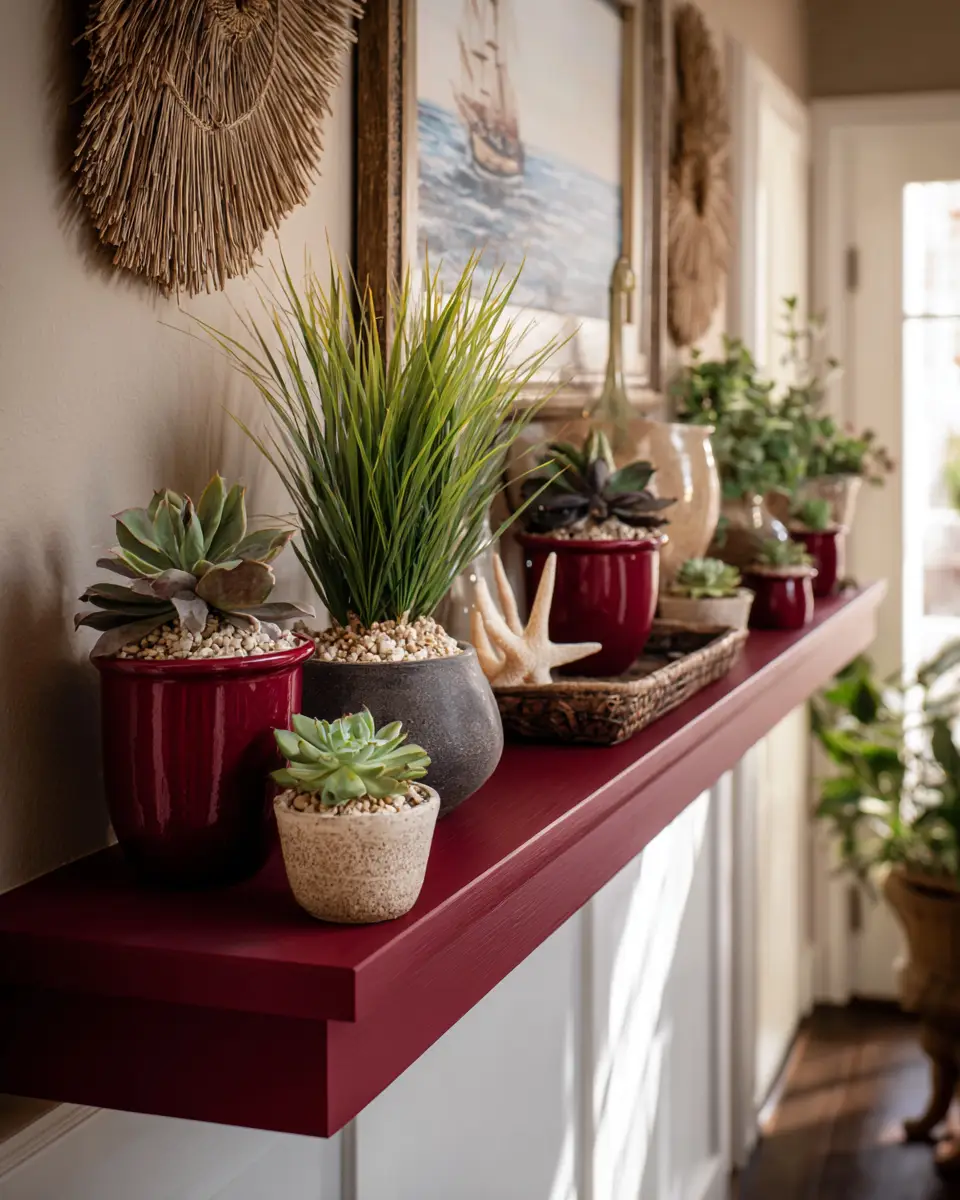 Burgundy Coastal Entryway Decor Ideas
