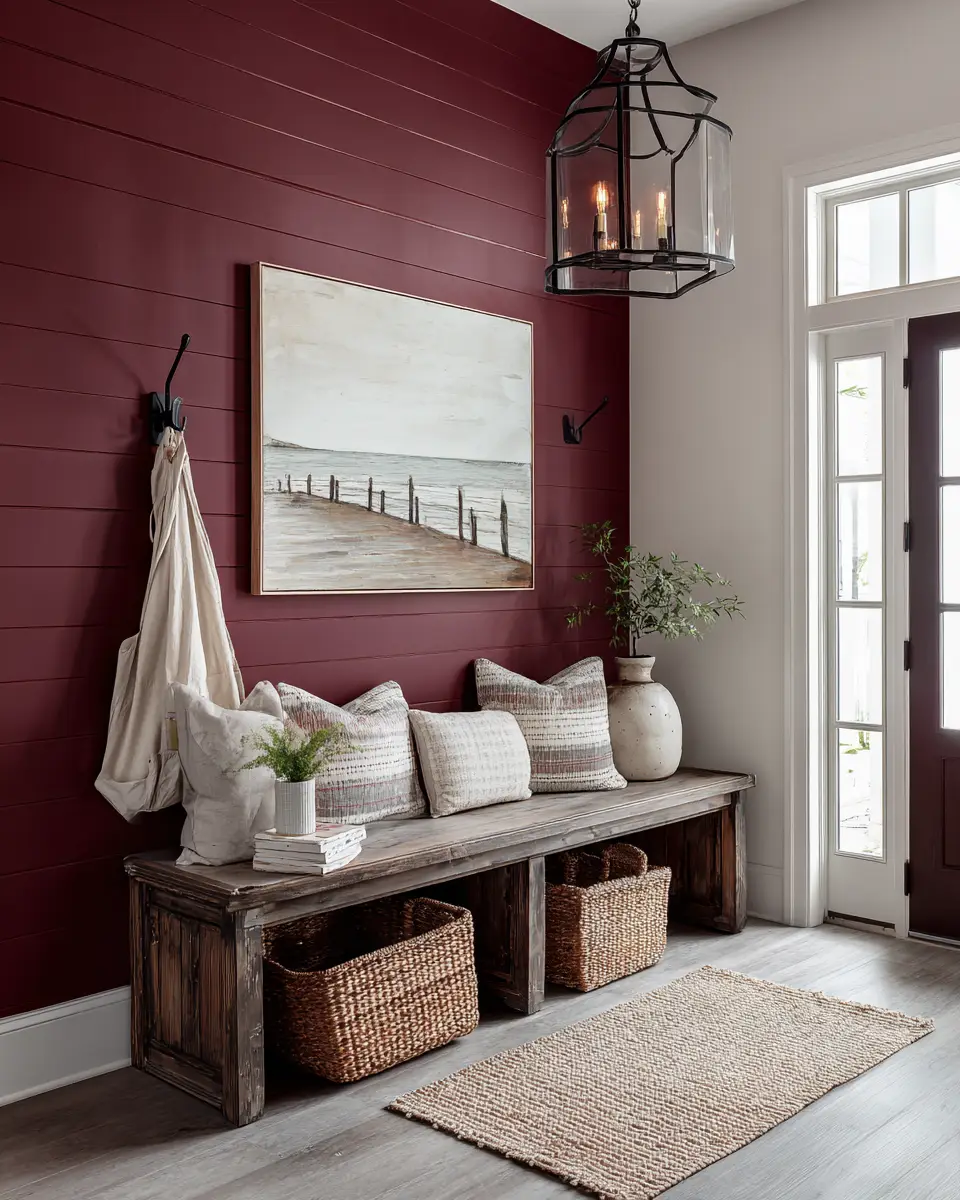 Burgundy Coastal Entryway Decor Ideas