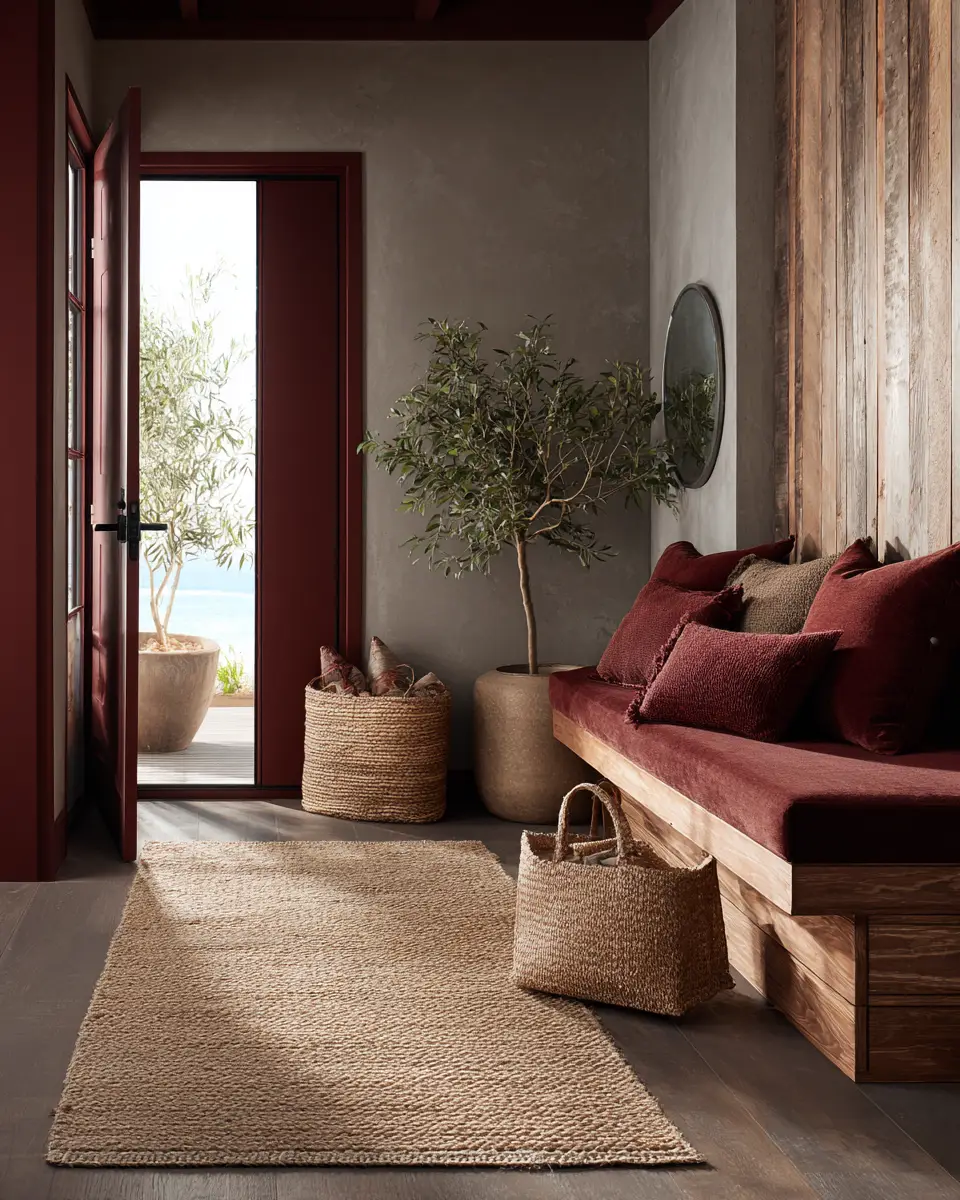 Burgundy Coastal Entryway Decor Ideas
