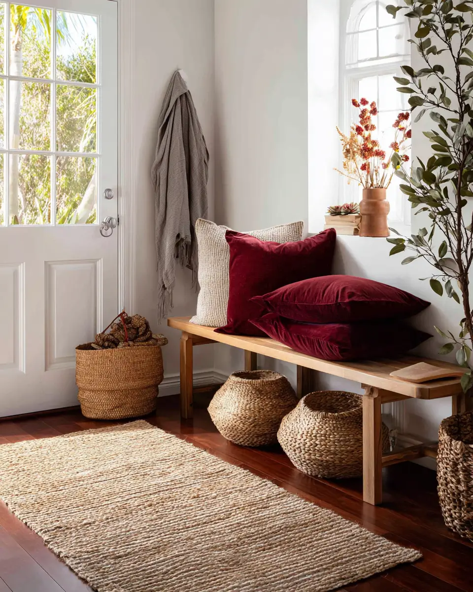 Burgundy Coastal Entryway Decor Ideas