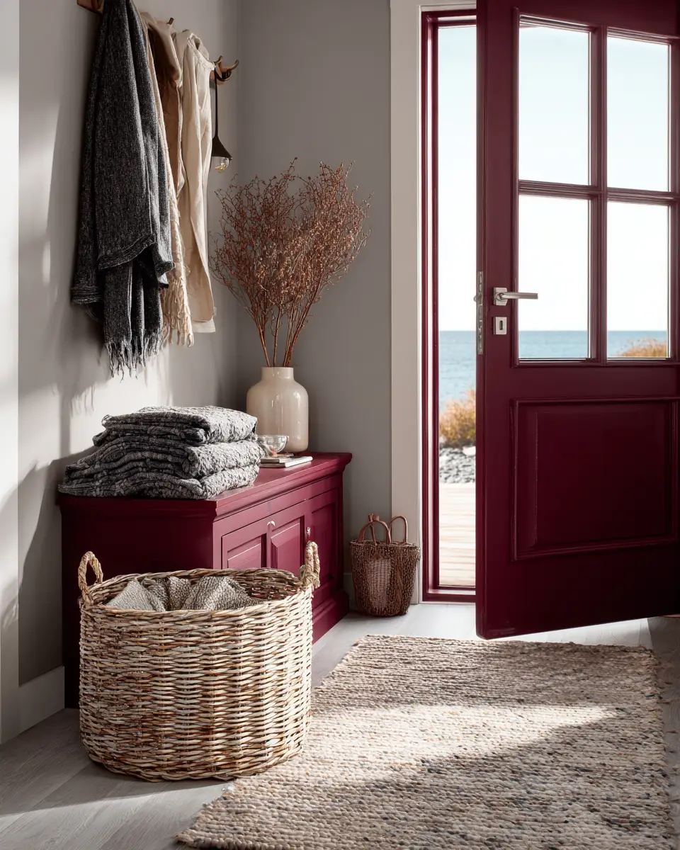 Burgundy Coastal Entryway Decor Ideas