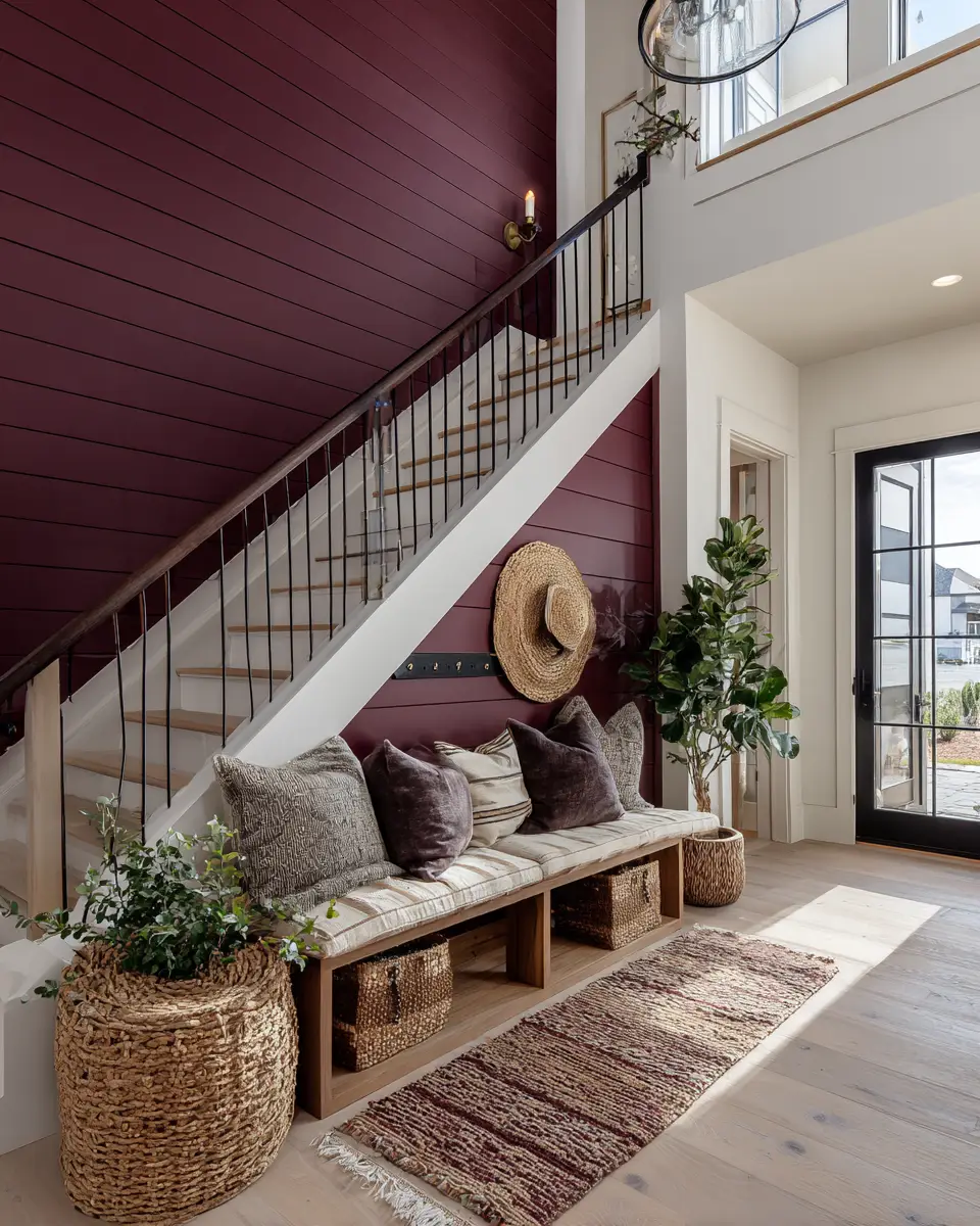 Burgundy Coastal Entryway Decor Ideas