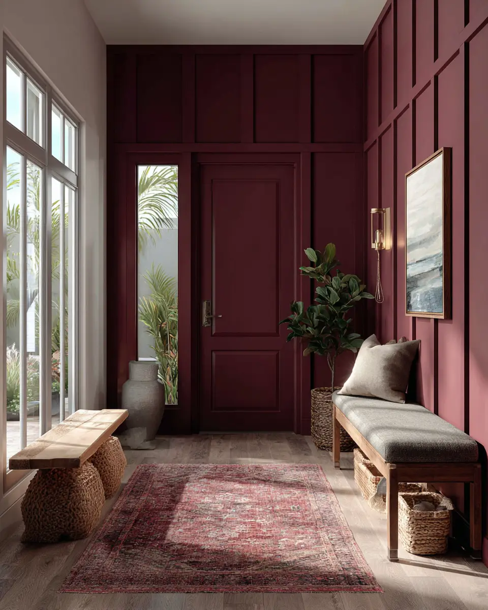 Burgundy Coastal Entryway Decor Ideas