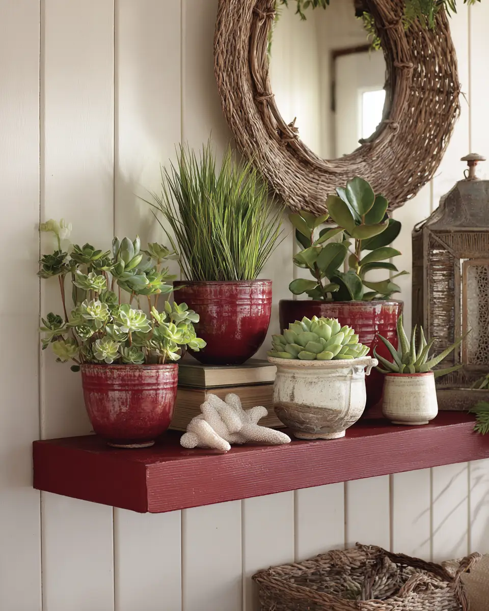 Burgundy Coastal Entryway Decor Ideas