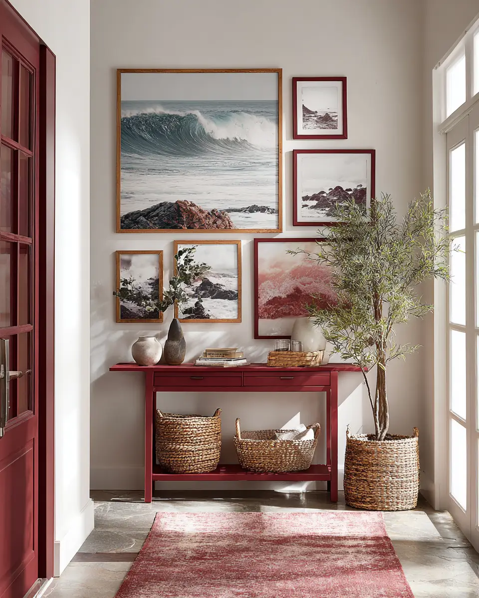Burgundy Coastal Entryway Decor Ideas