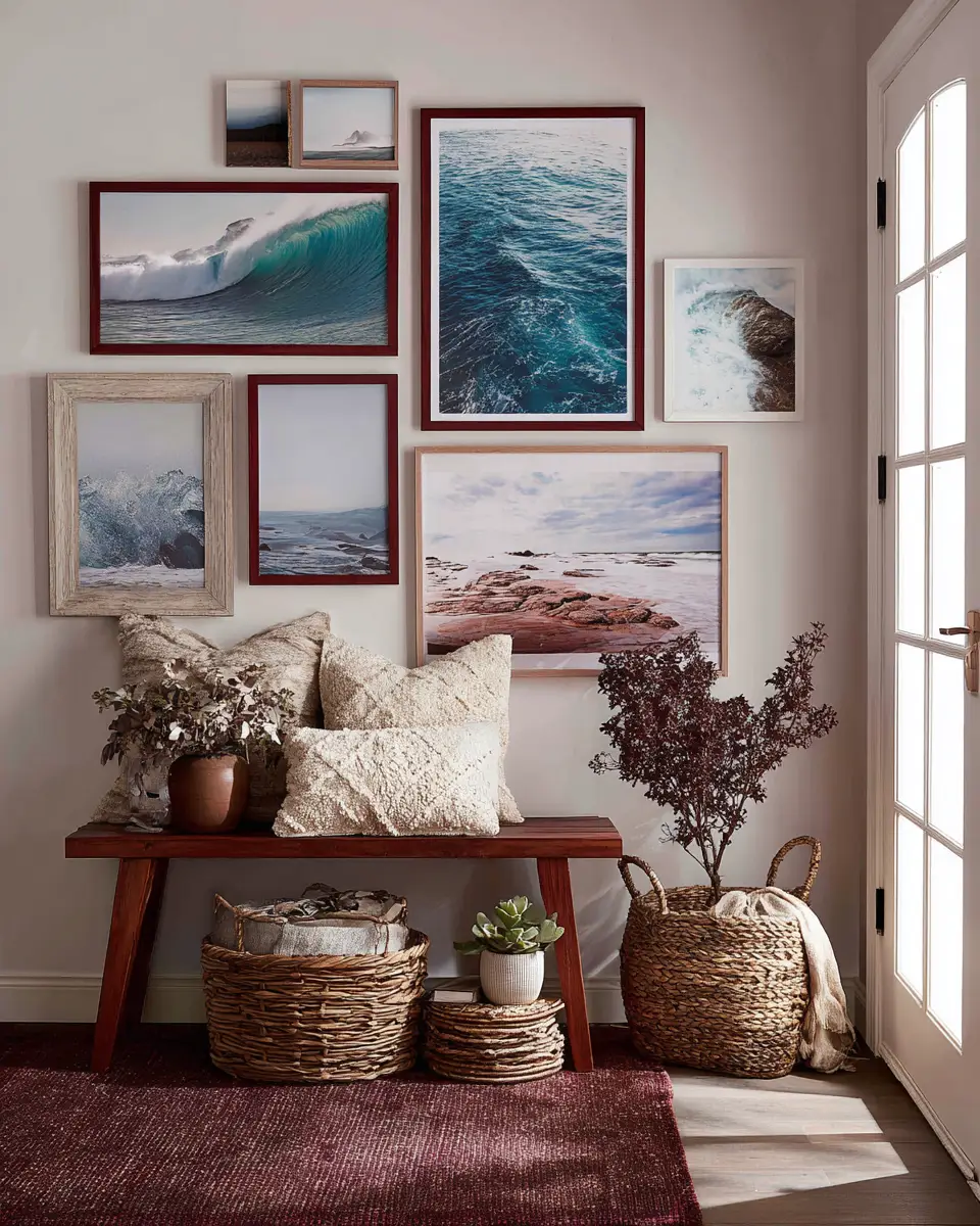 Burgundy Coastal Entryway Decor Ideas
