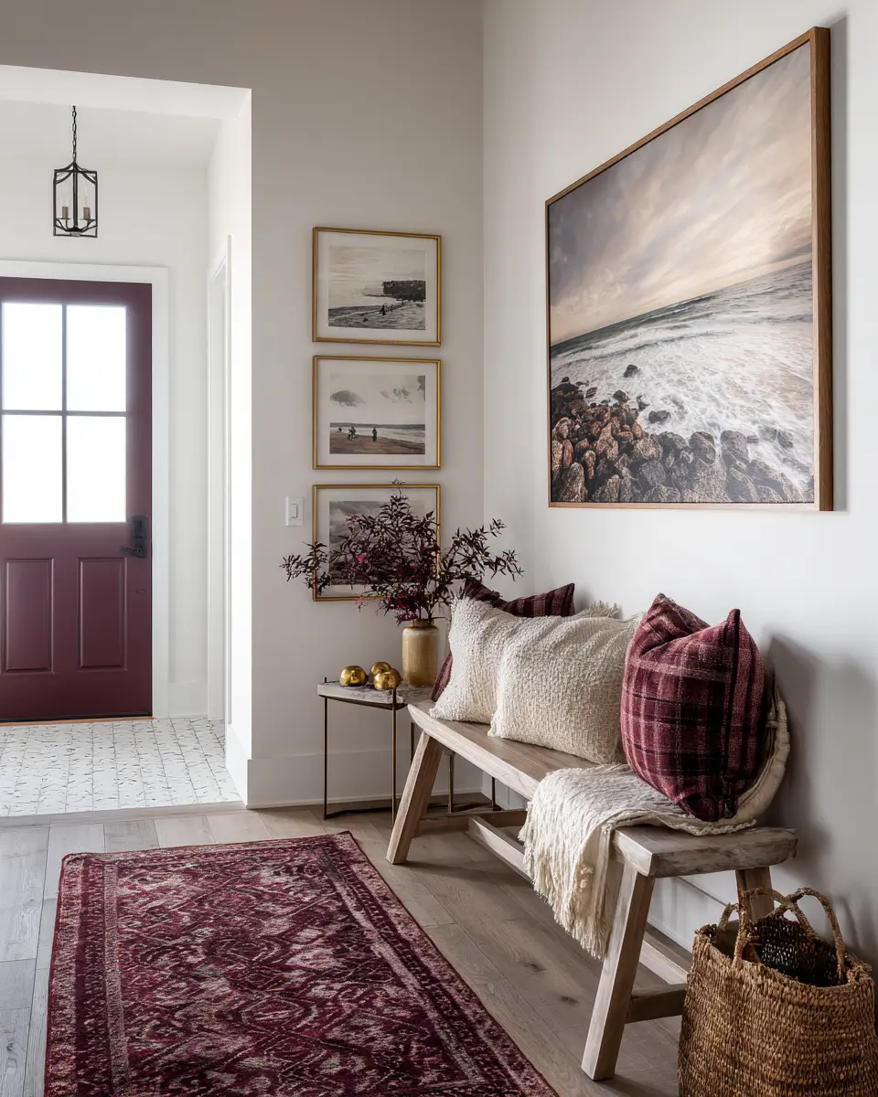 Burgundy Coastal Entryway Decor Ideas