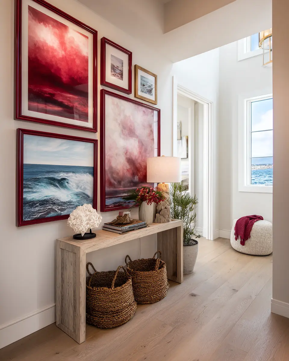 Burgundy Coastal Entryway Decor Ideas