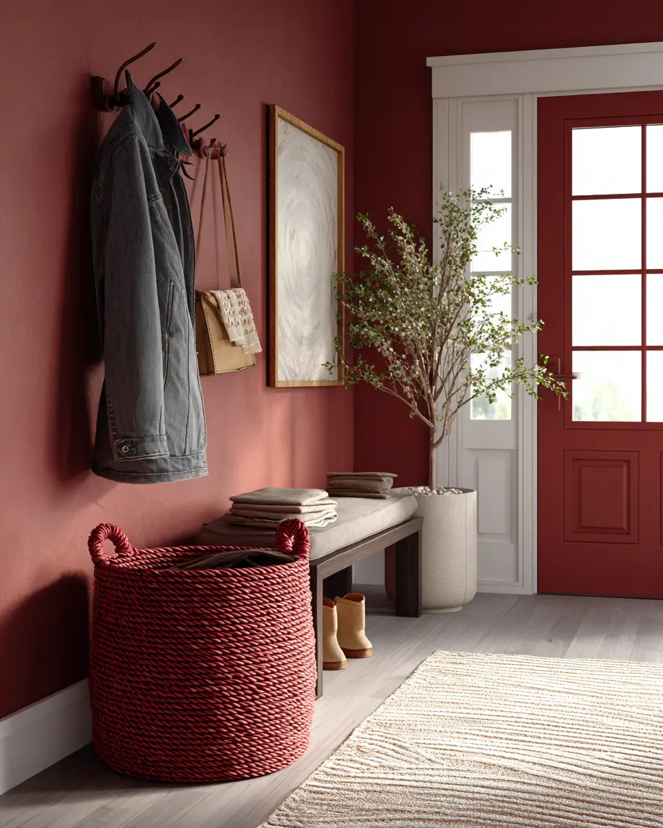 Burgundy Coastal Entryway Decor Ideas