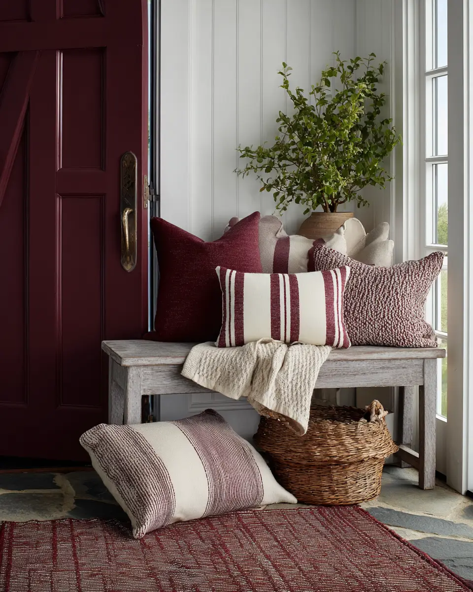Burgundy Coastal Entryway Decor Ideas