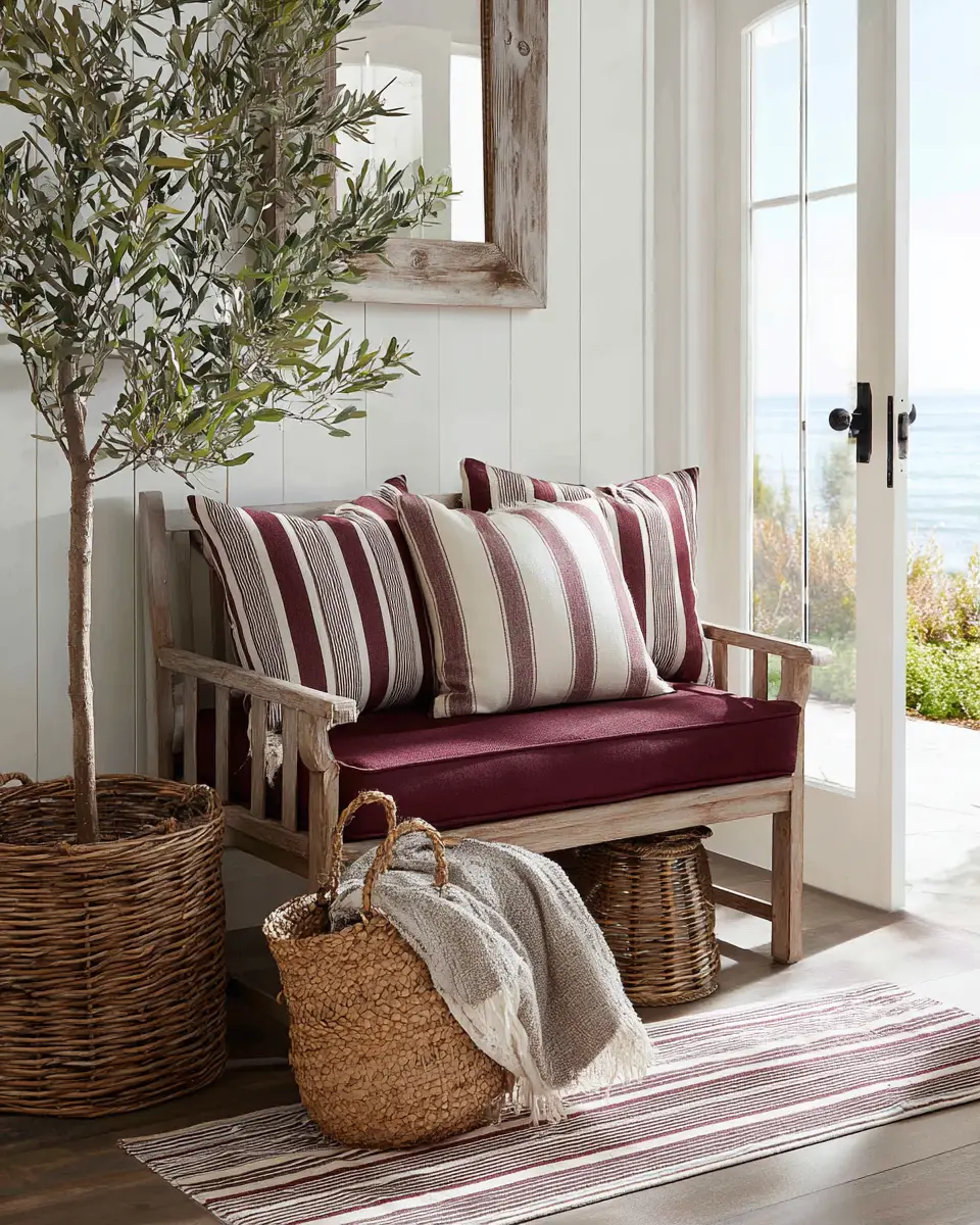 Burgundy Coastal Entryway Decor Ideas