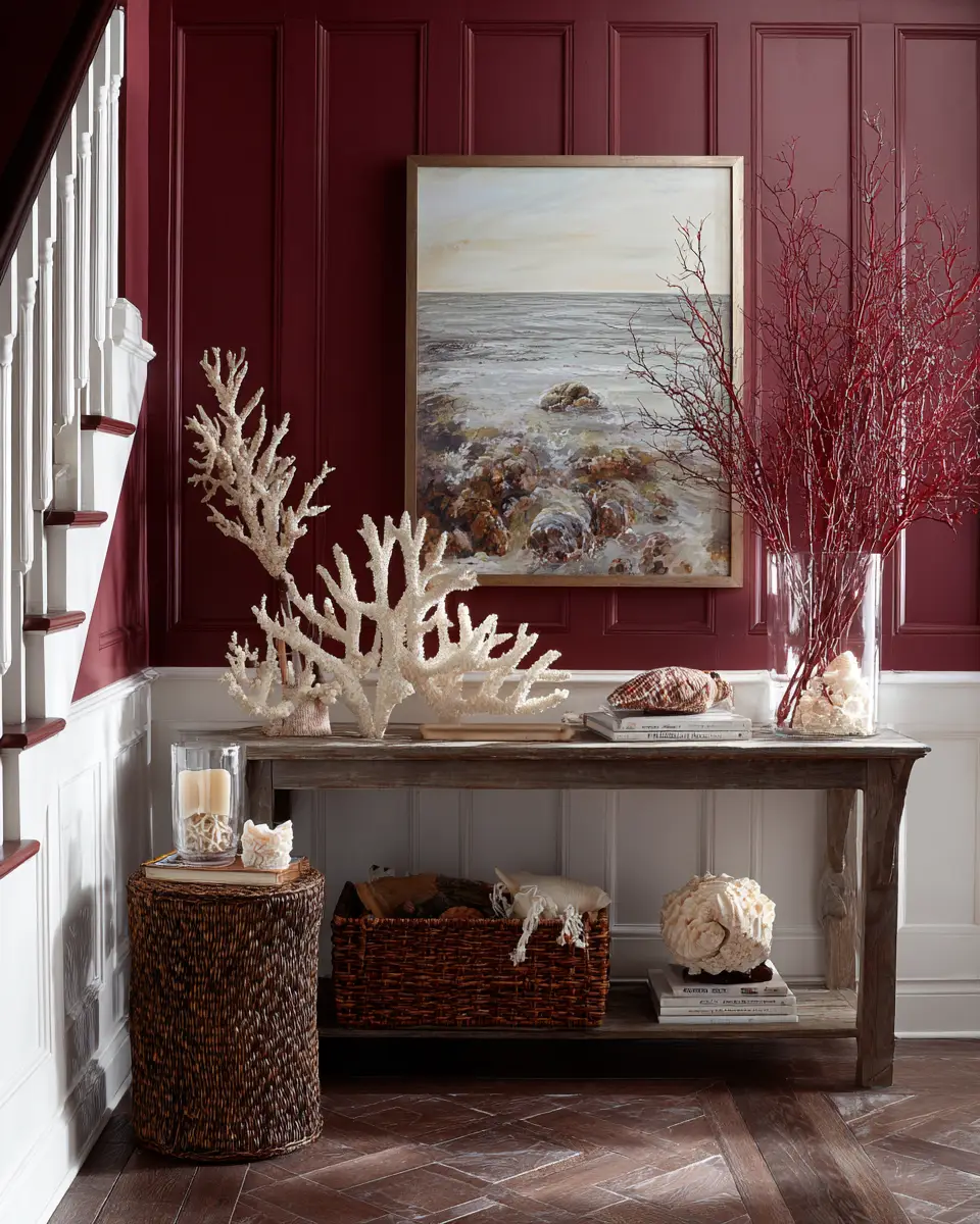 Burgundy Coastal Entryway Decor Ideas
