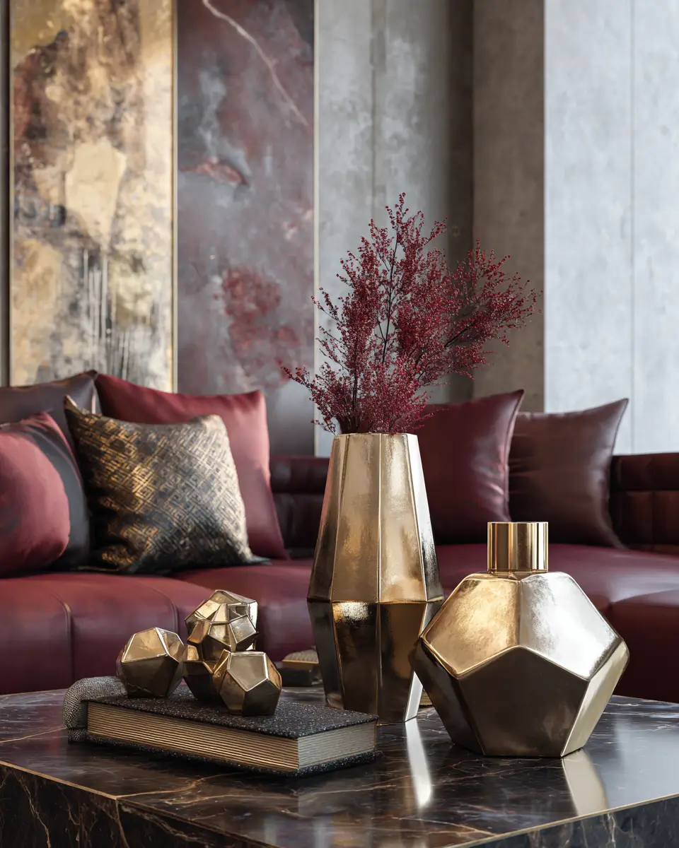 Burgundy Contemporary Living Room Decor Ideas