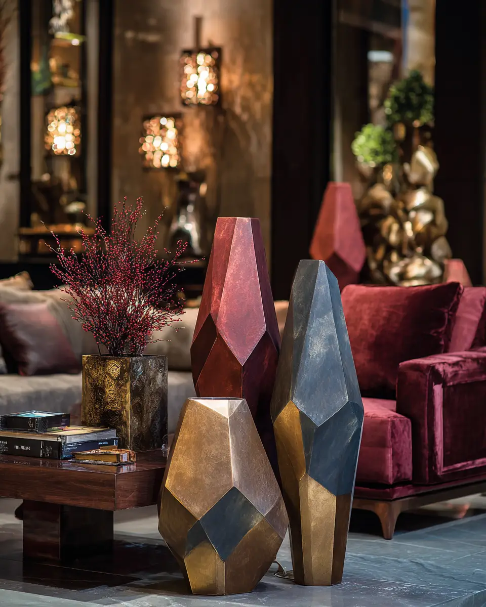 Burgundy Contemporary Living Room Decor Ideas