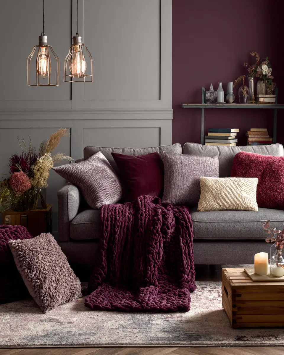 Burgundy Contemporary Living Room Decor Ideas