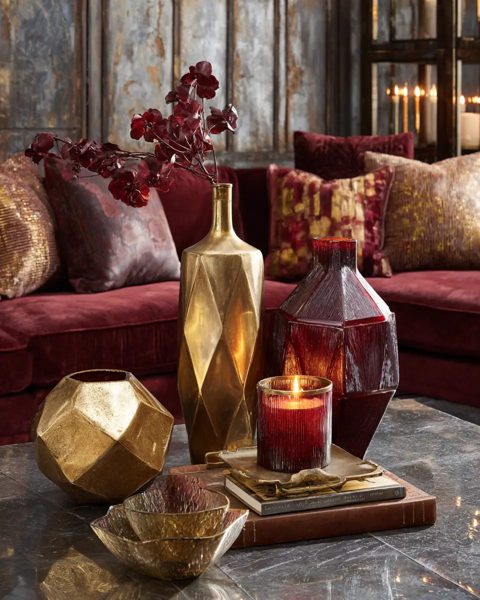 Burgundy Contemporary Living Room Decor Ideas