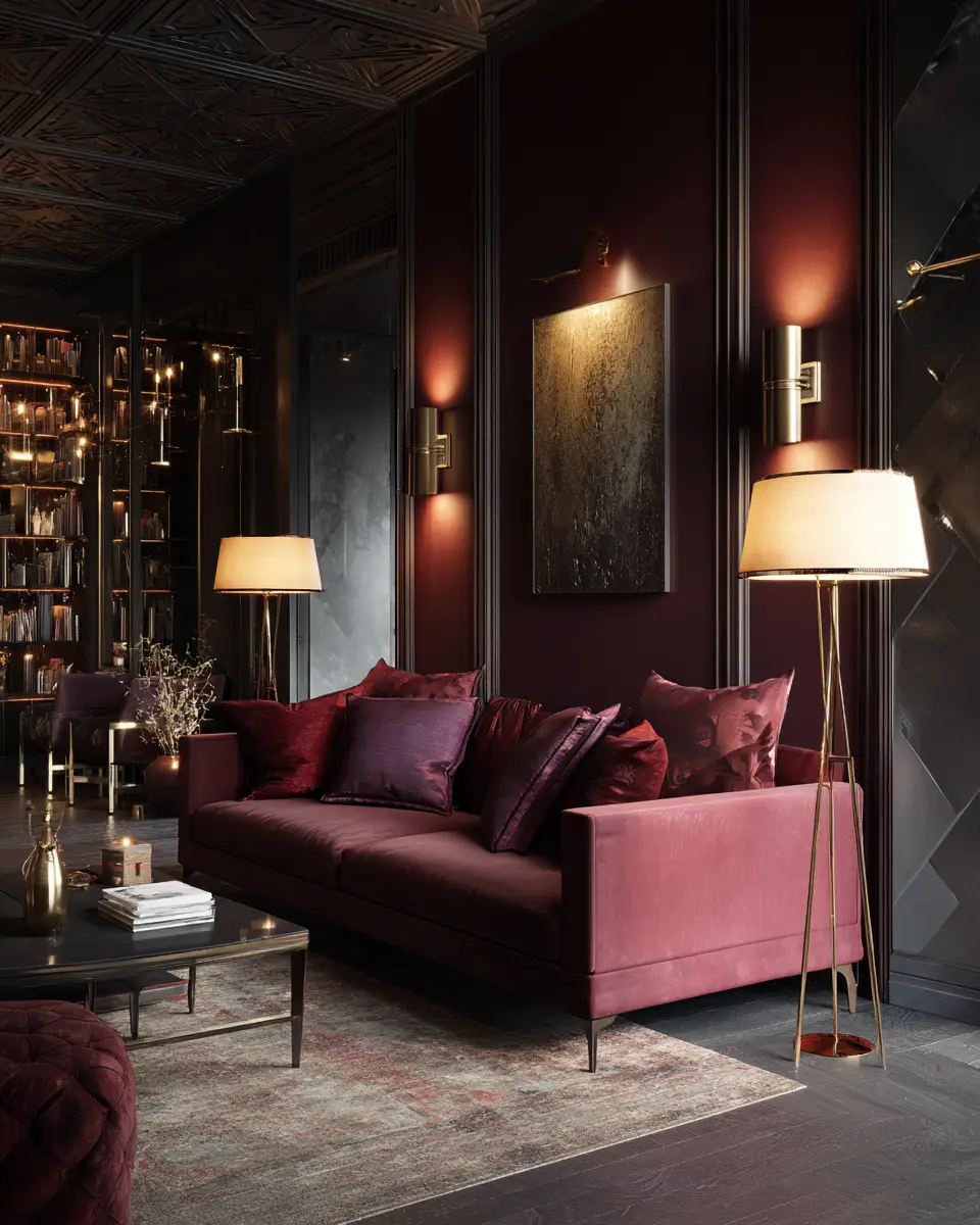 Burgundy Contemporary Living Room Decor Ideas