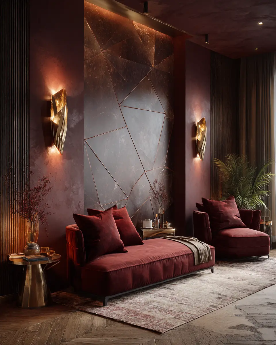 Burgundy Contemporary Living Room Decor Ideas