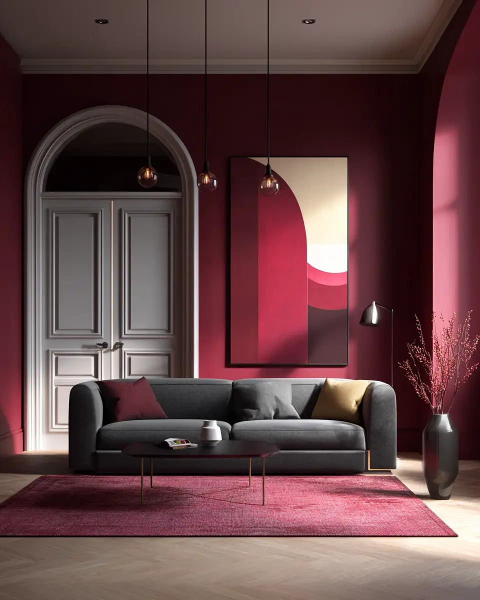 Burgundy Contemporary Living Room Decor Ideas