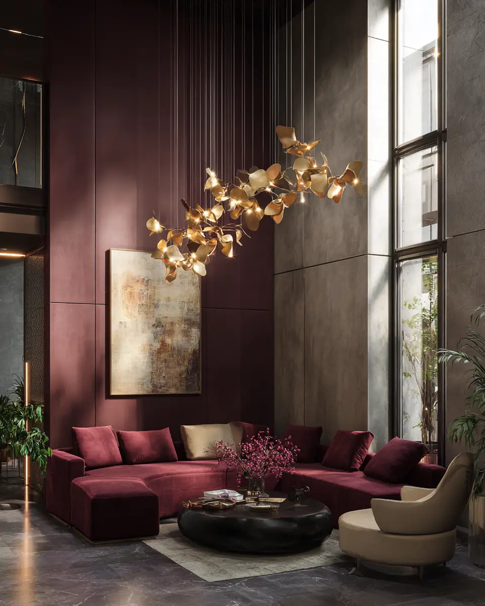 Burgundy Contemporary Living Room Decor Ideas
