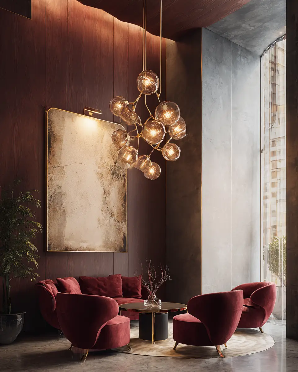 Burgundy Contemporary Living Room Decor Ideas