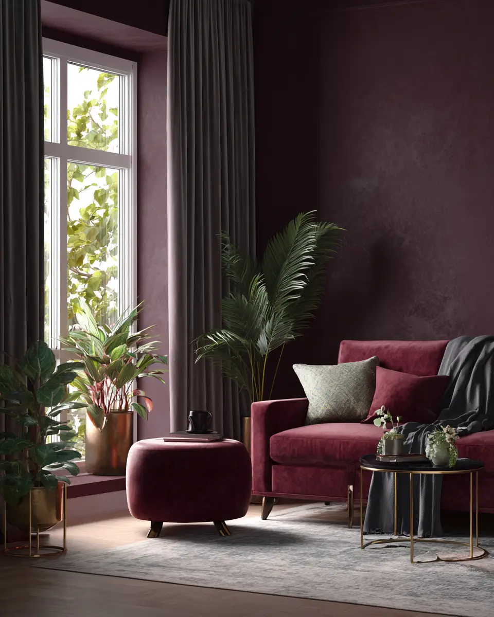 Burgundy Contemporary Living Room Decor Ideas