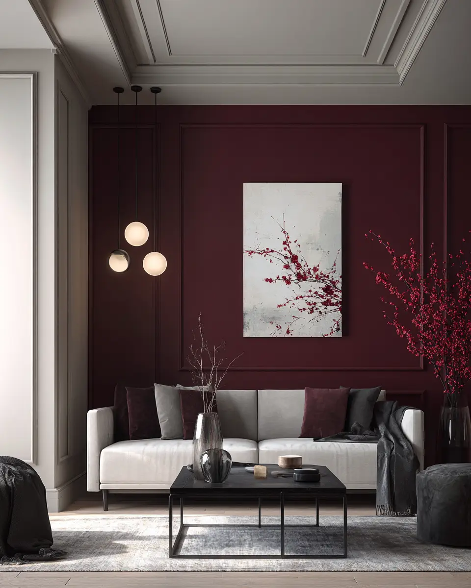 Burgundy Contemporary Living Room Decor Ideas