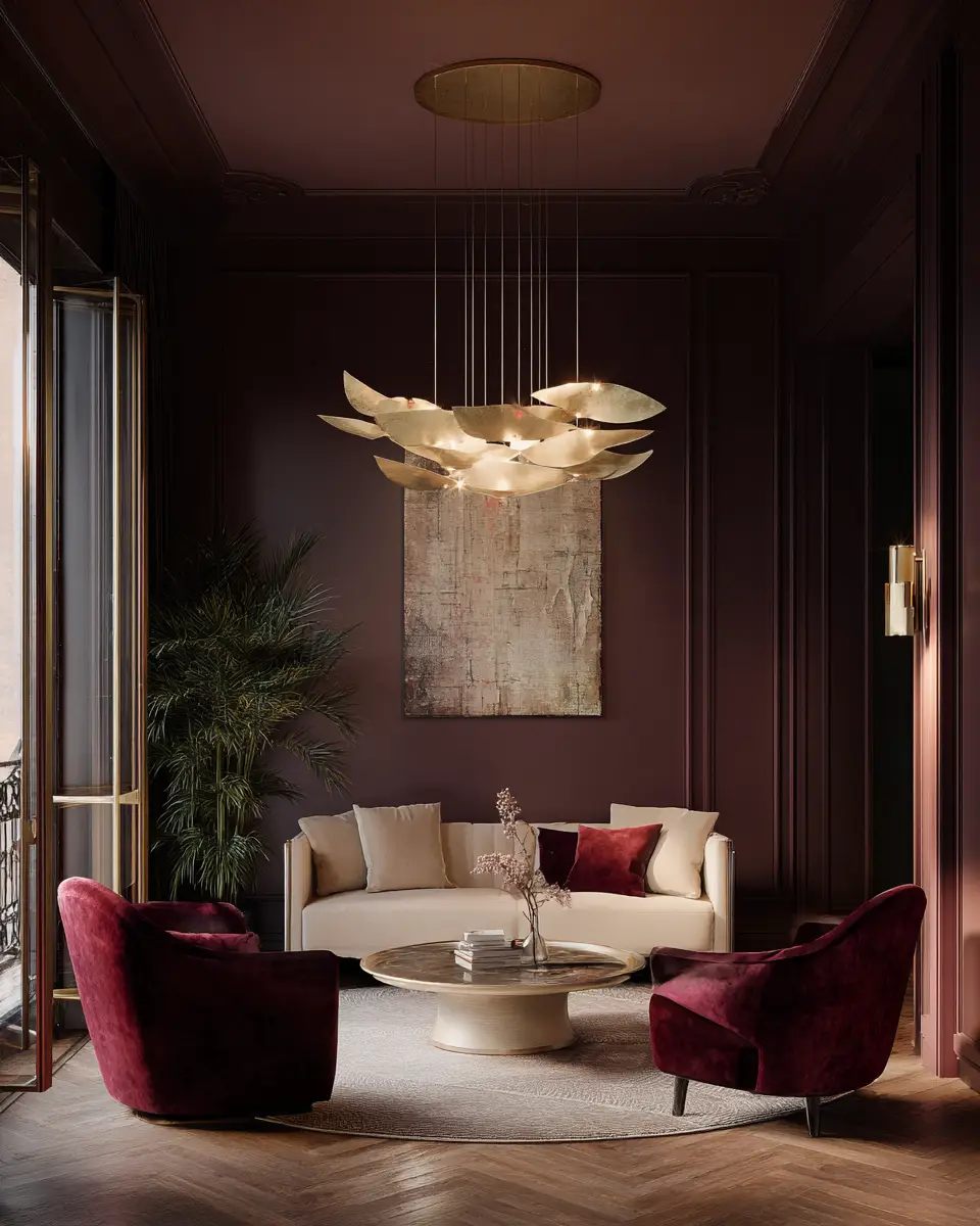 Burgundy Contemporary Living Room Decor Ideas