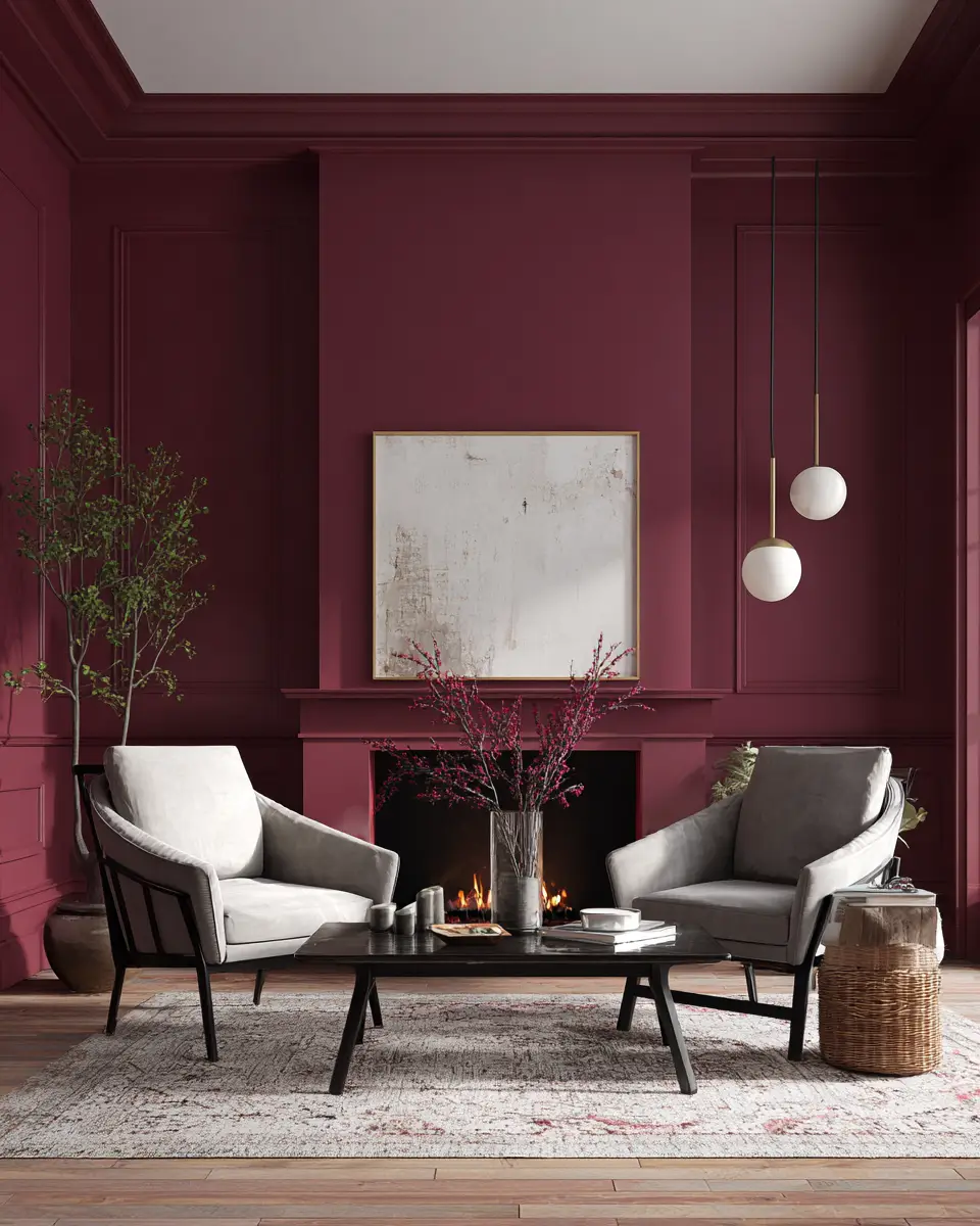 Burgundy Contemporary Living Room Decor Ideas