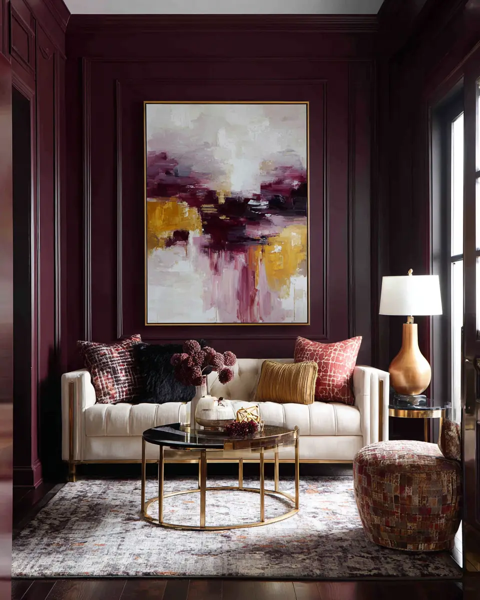 Burgundy Contemporary Living Room Decor Ideas