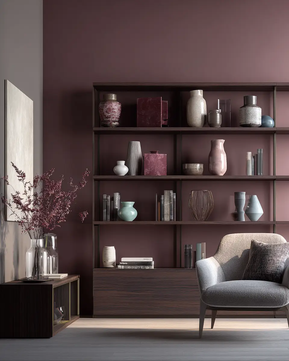 Burgundy Contemporary Living Room Decor Ideas