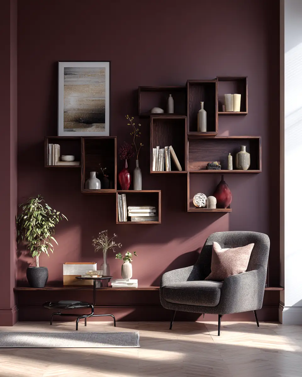 Burgundy Contemporary Living Room Decor Ideas