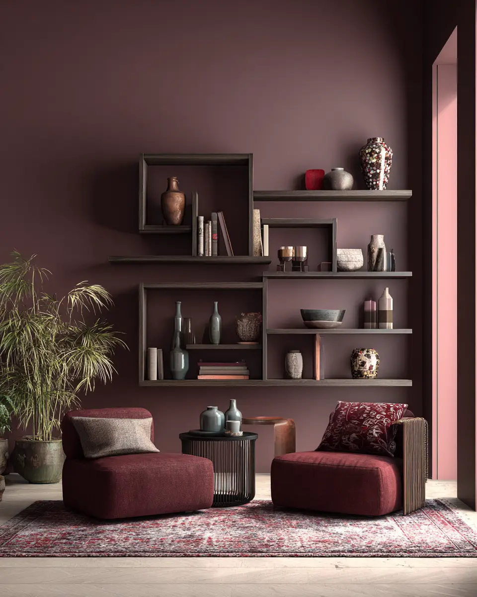Burgundy Contemporary Living Room Decor Ideas