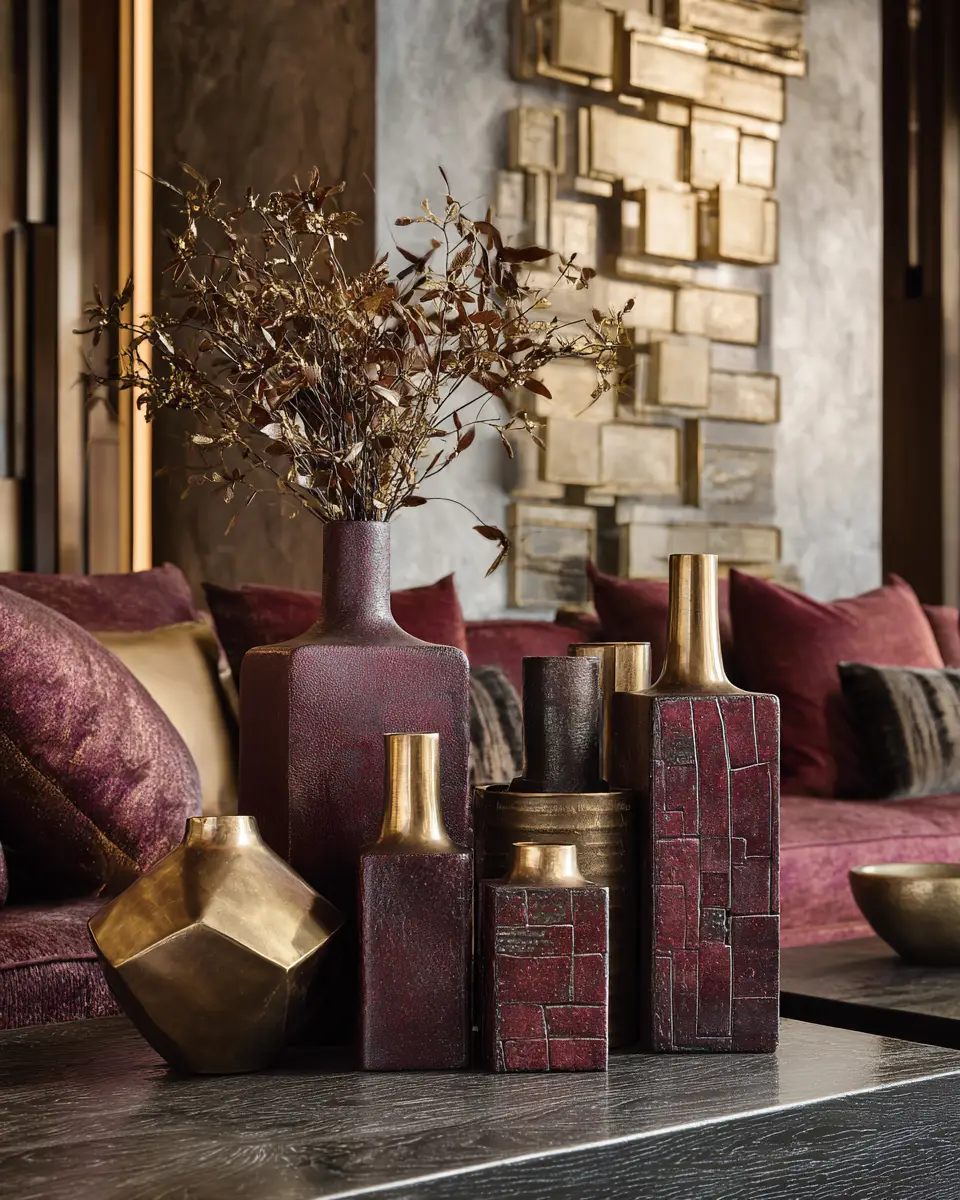 Burgundy Contemporary Living Room Decor Ideas