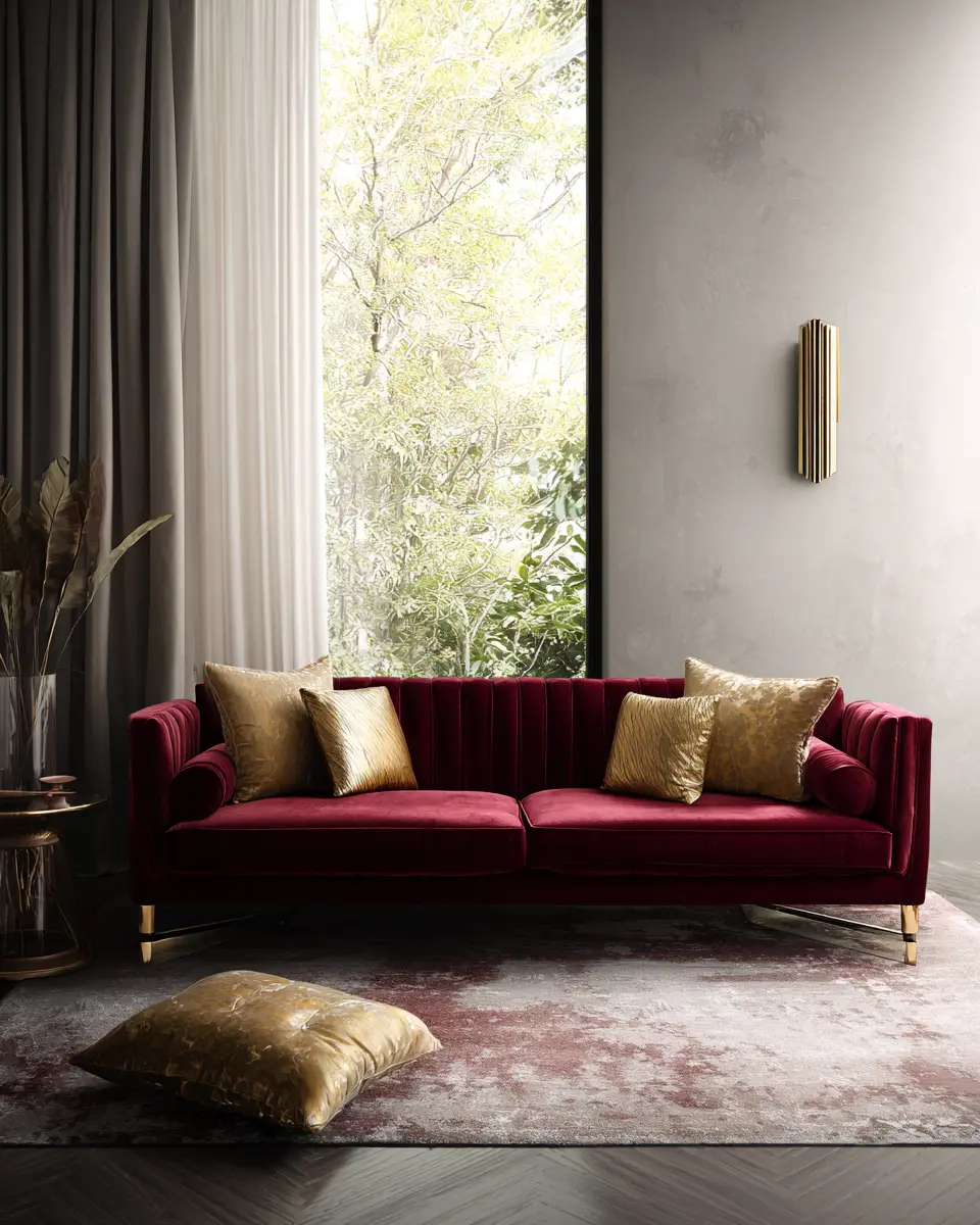 Burgundy Contemporary Living Room Decor Ideas