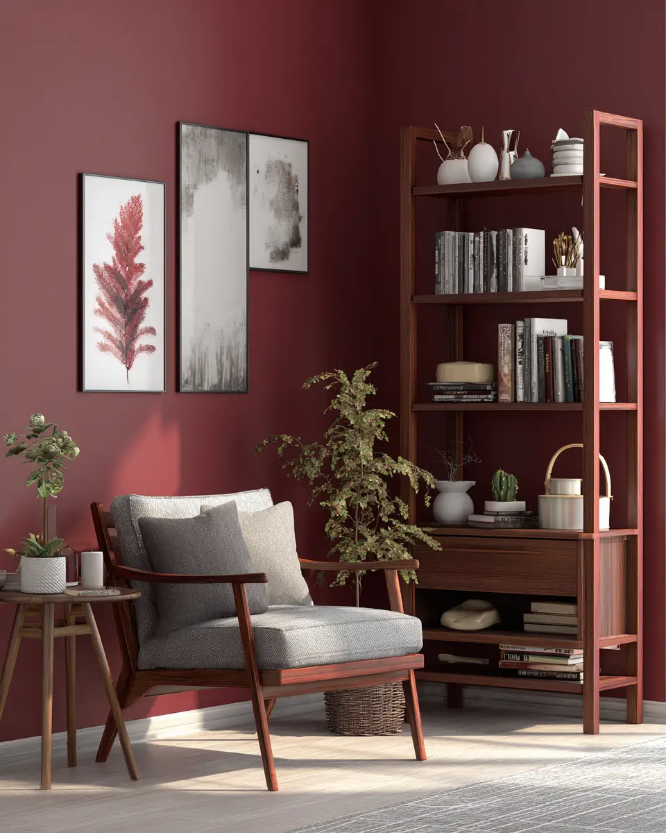 Burgundy Contemporary Living Room Decor Ideas