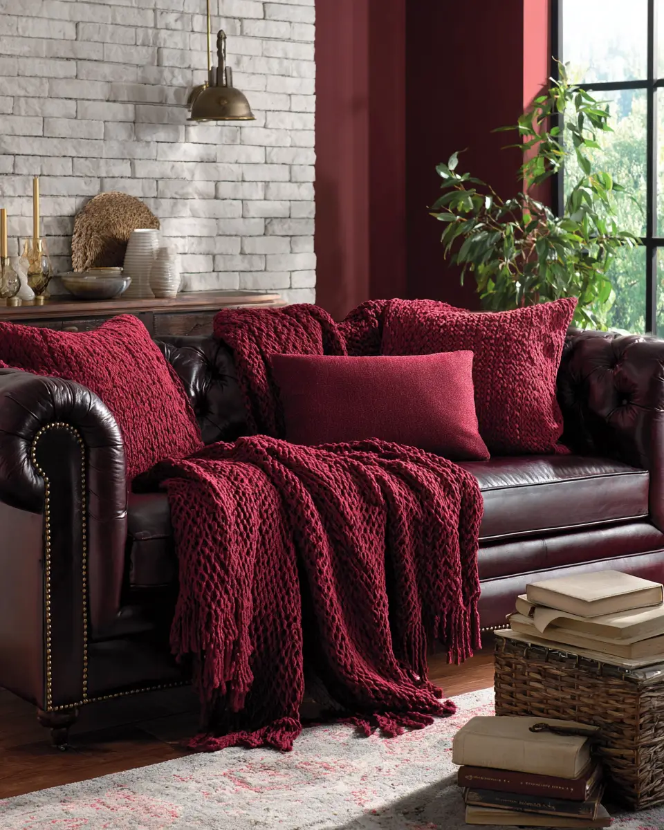 Burgundy Contemporary Living Room Decor Ideas