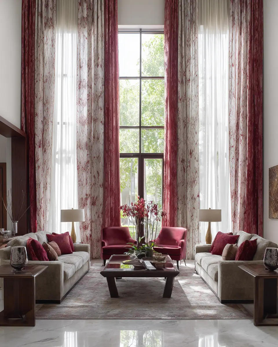 Burgundy Contemporary Living Room Decor Ideas