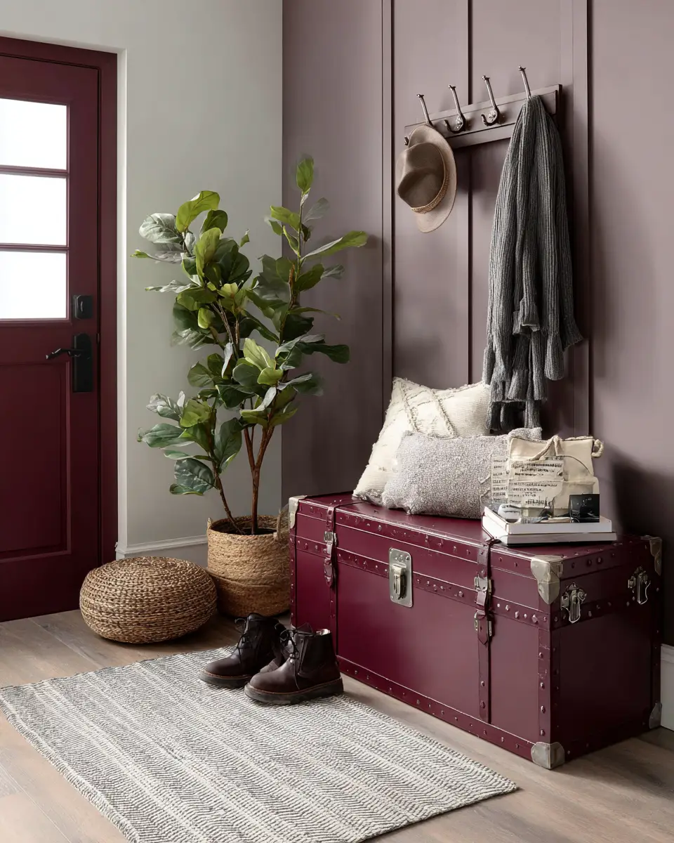 Burgundy Farmhouse Entryway Decor Ideas