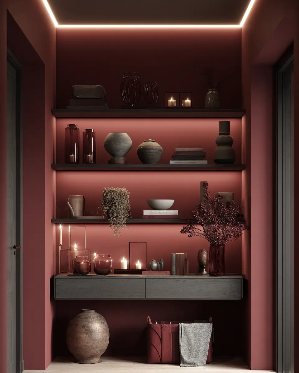 Burgundy Farmhouse Entryway Decor Ideas