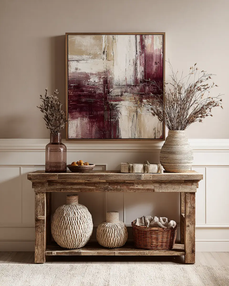 Burgundy Farmhouse Entryway Decor Ideas