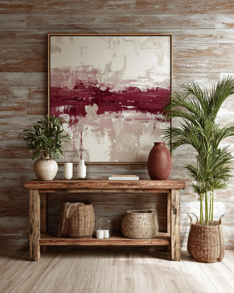 Burgundy Farmhouse Entryway Decor Ideas