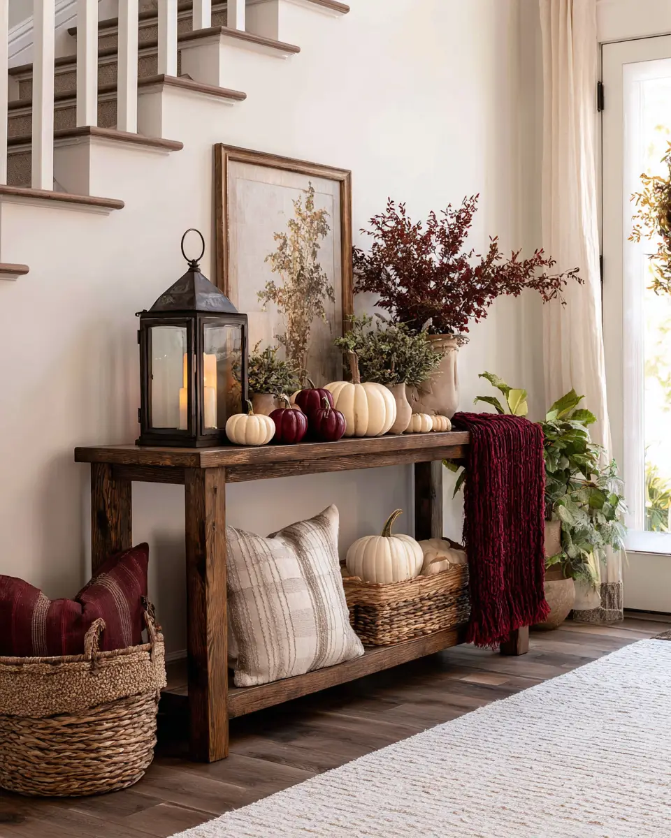 Burgundy Farmhouse Entryway Decor Ideas