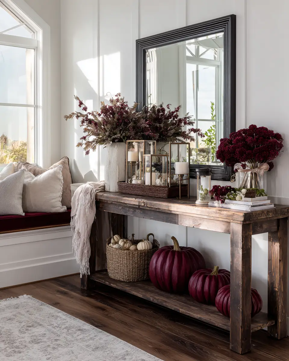 Burgundy Farmhouse Entryway Decor Ideas