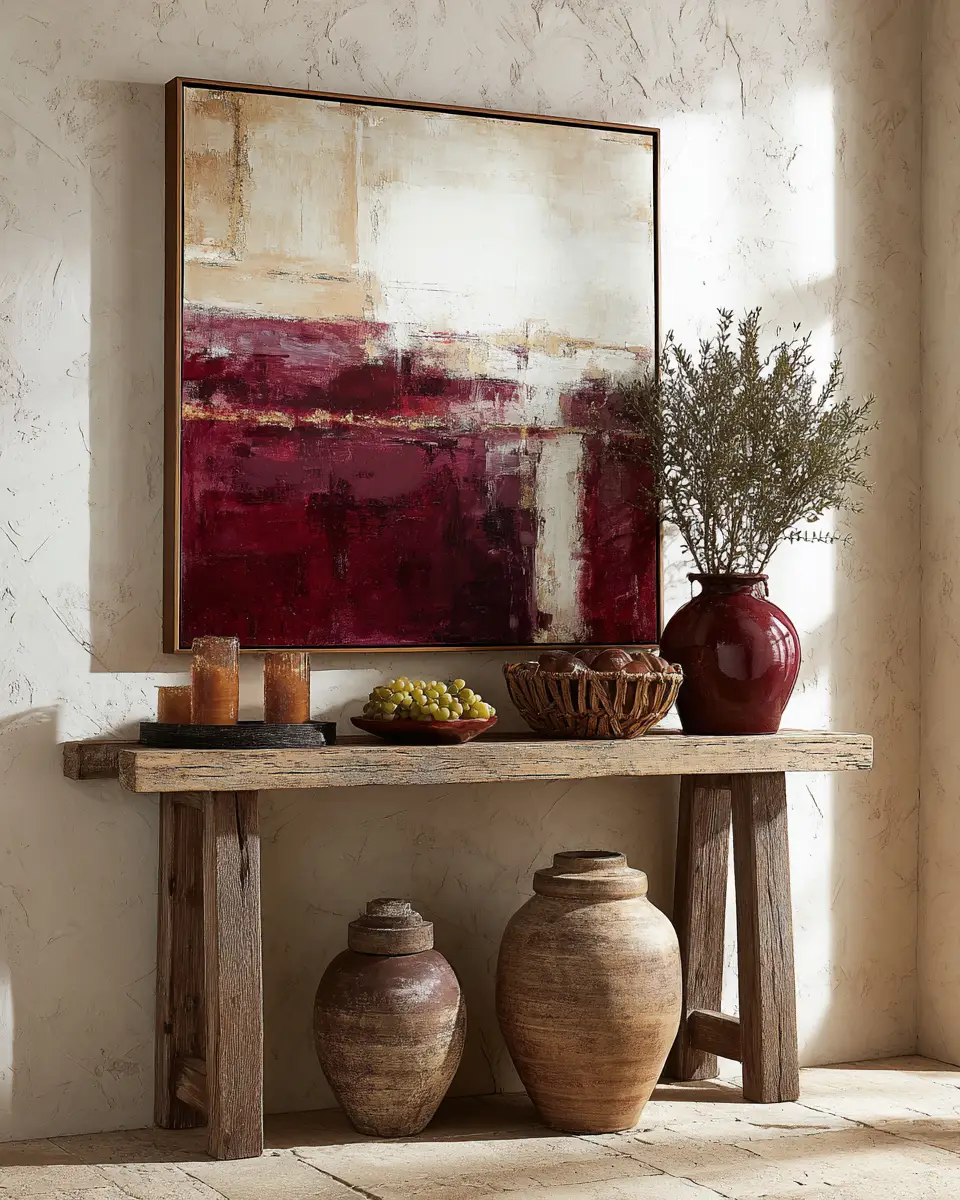 Burgundy Farmhouse Entryway Decor Ideas