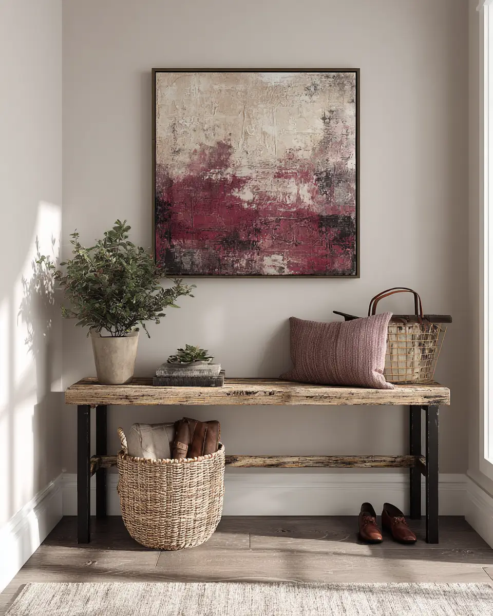 Burgundy Farmhouse Entryway Decor Ideas